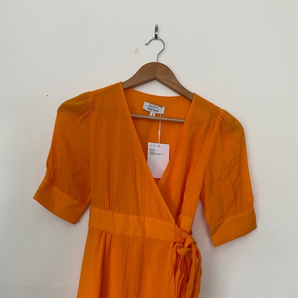 & Other Stories Orange Cotton Blend Wrap Mini Dress - Picture 2 of 5